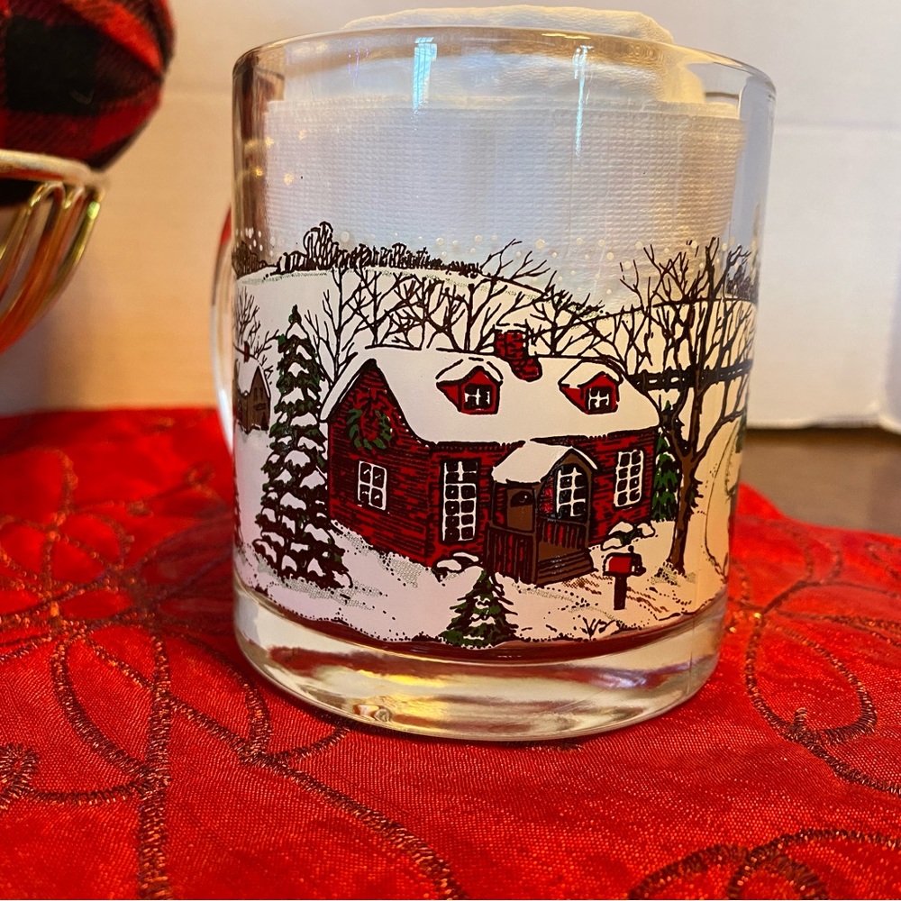 Vintage Libbey Holiday Christmas glass Mug winter